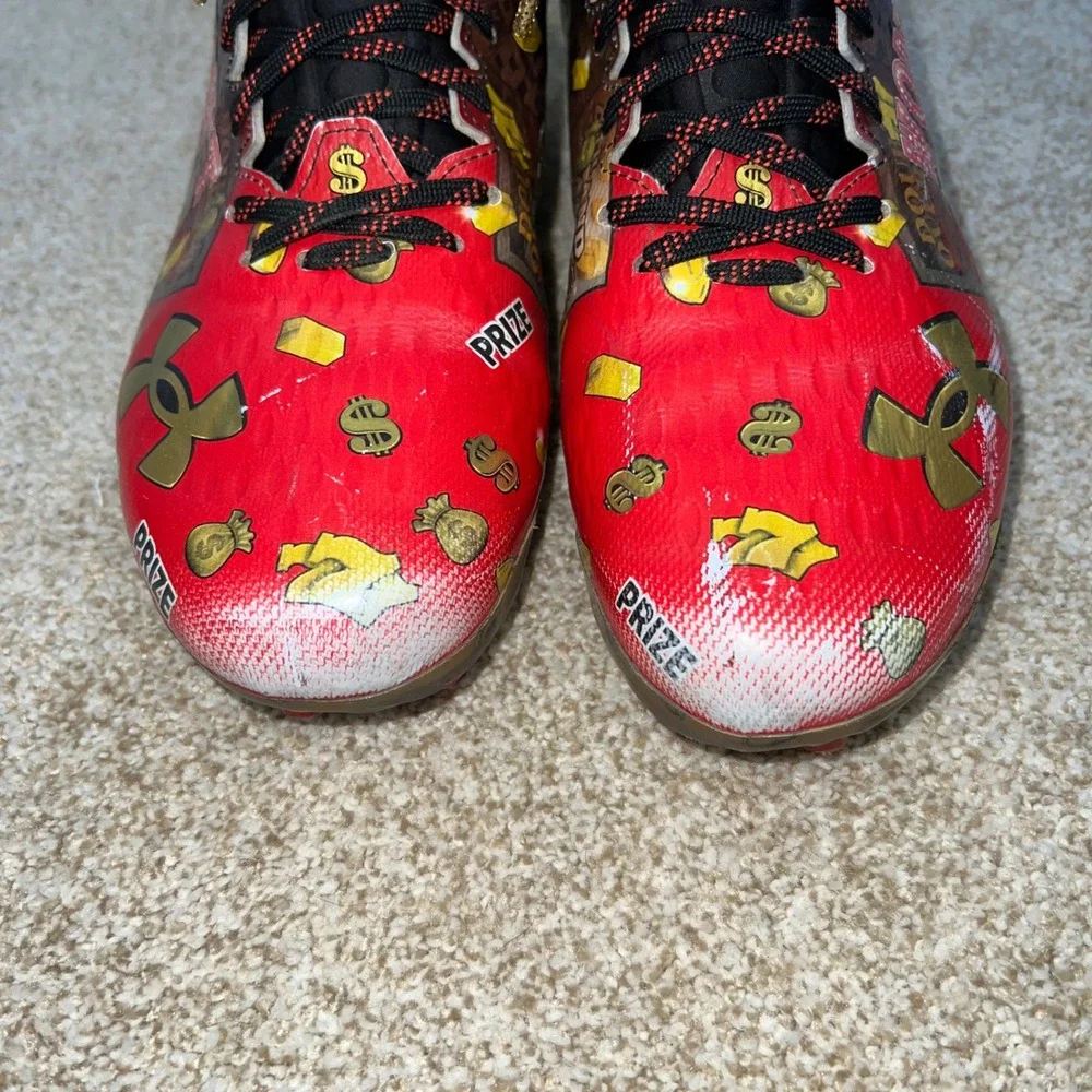 Under‎ Armour Spotlight MC LE Jackpot Football Cleats Men's Size 10.5 Red Gold